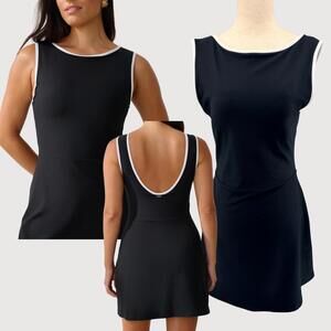 YPB Sculptlux Tennis Dress Built-In Shorts Black M